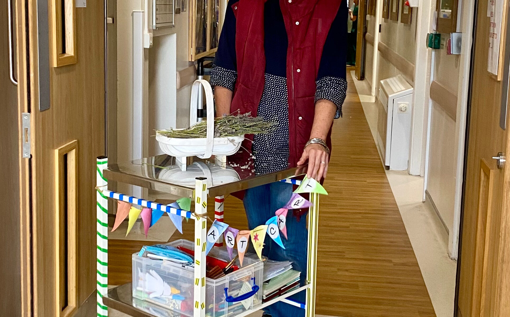 Katja with our Art Cart