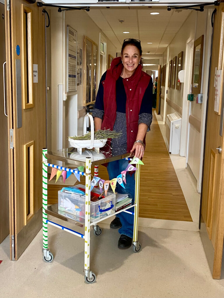 Katja with our Art Cart